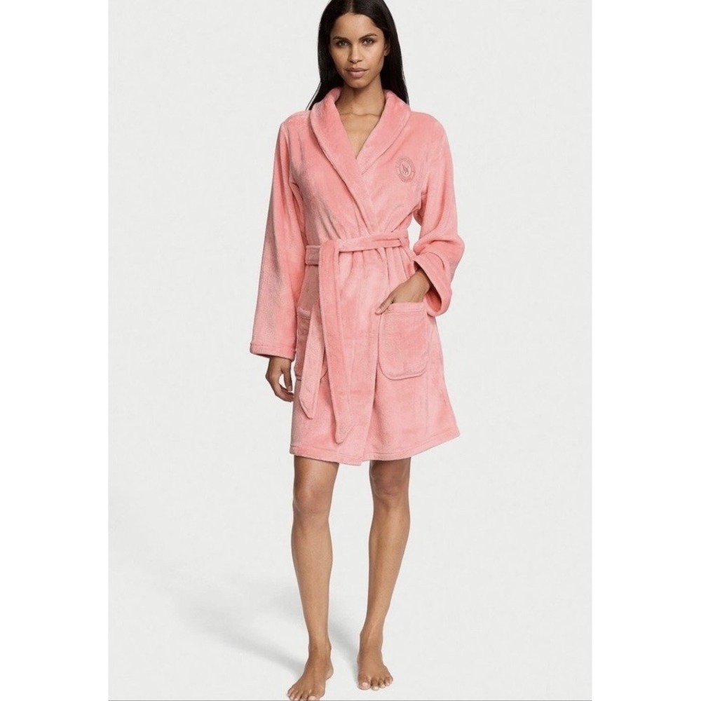 Victoria's VICTORIA SECRET Peach PASSION PINK Short COZY ROBE XS